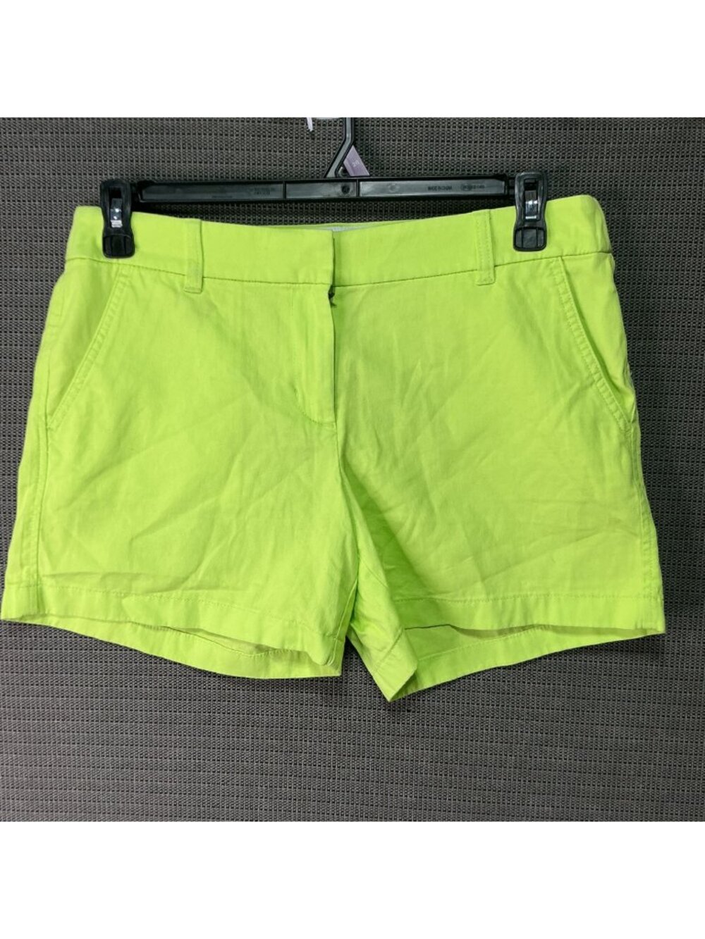J.Crew Women's Neon Green Chino Shorts Size 8 With Pockets Cotton Blend